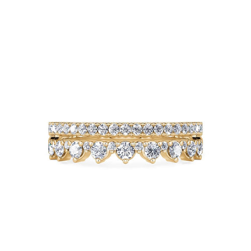 Davis Classics Women's 14k Yellow Gold Split Double Row Diamond Fashion Ring