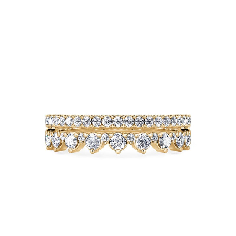 Davis Classics Women's 14k Yellow Gold Split Double Row Diamond Fashion Ring