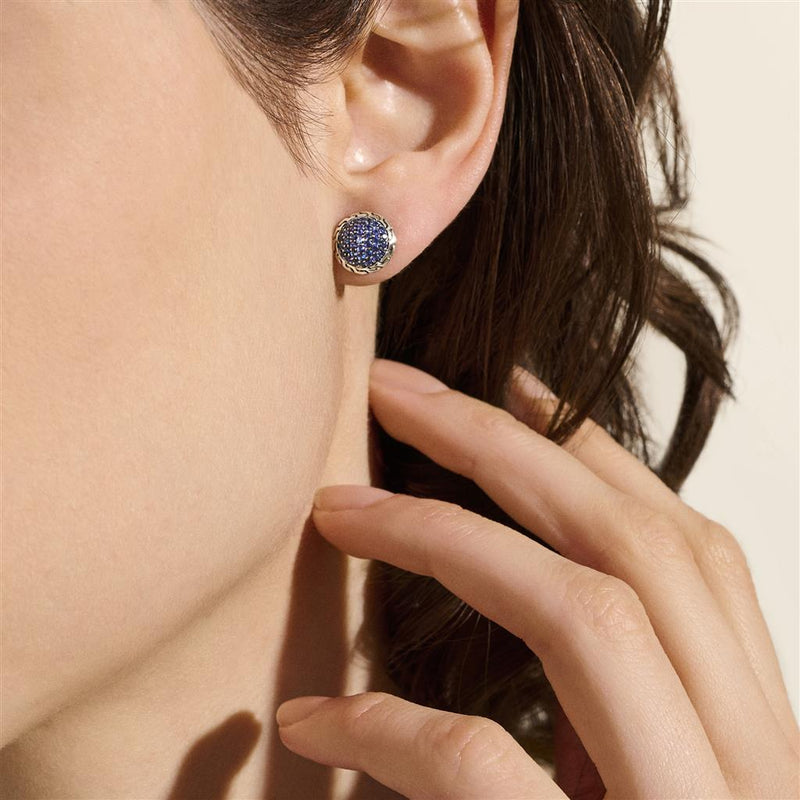 John Hardy Sterling Silver Essential Pavé Sapphire Stud Earring