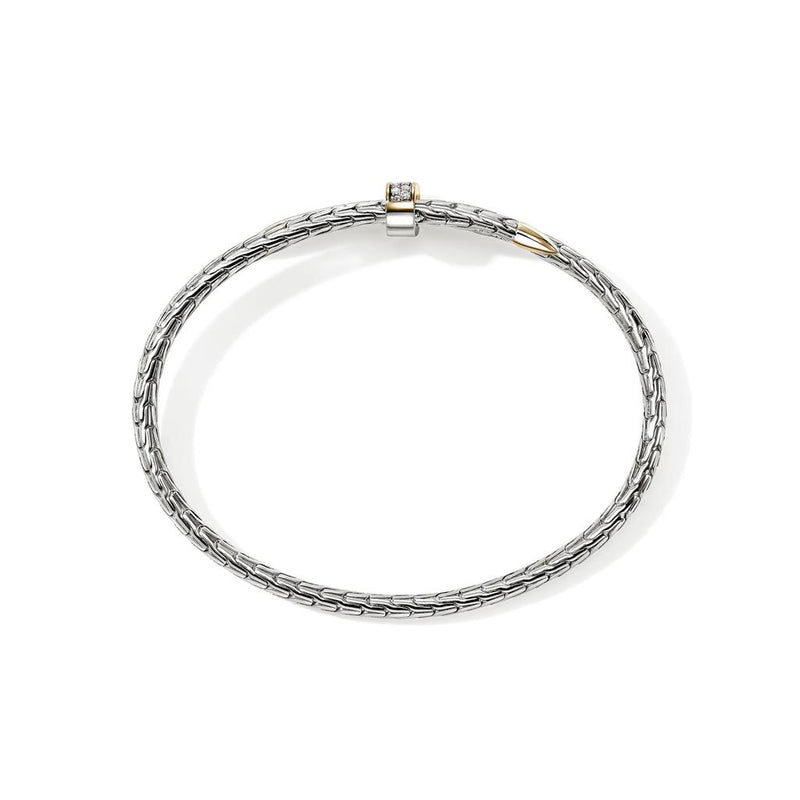 John Hardy 14k Yellow Gold and Sterling Silver Spear Flex Diamond Cuff Bracelet