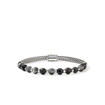 John Hardy Sterling Silver Black Onyx, Hematite, and Eagle Eye Beaded Bracelet