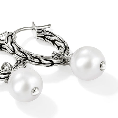 John Hardy Essential Pearl Hoop Earrings