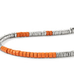 John Hardy Sterling Silver Heishi Orange Enamel Bead Bracelet