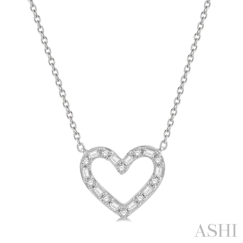 Davis Classics 14k White Gold Open Heart Diamond Pendant Necklace