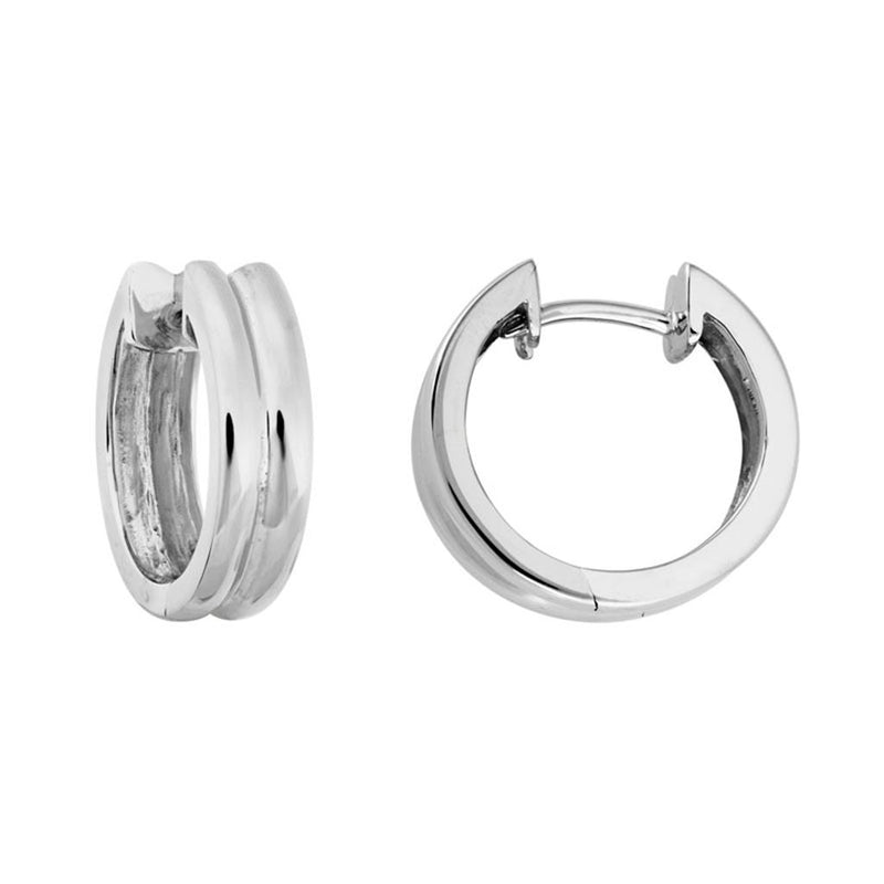 Davis Classics Sterling Silver Rhodium-Plated Double-Row Hoop Earrings