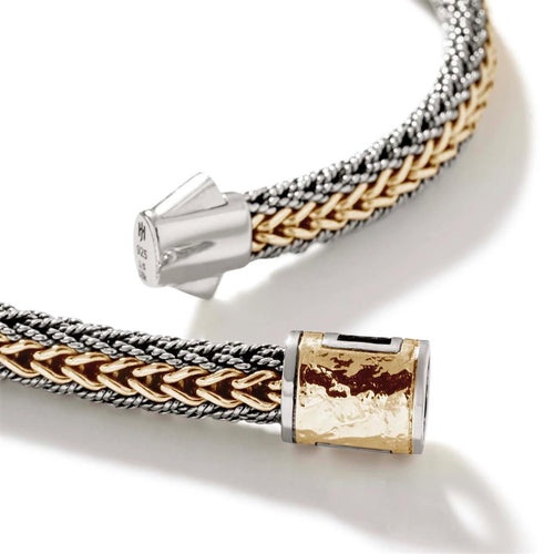 John Hardy 18k Yellow Gold and Sterling Silver Reversible Icon Bracelet