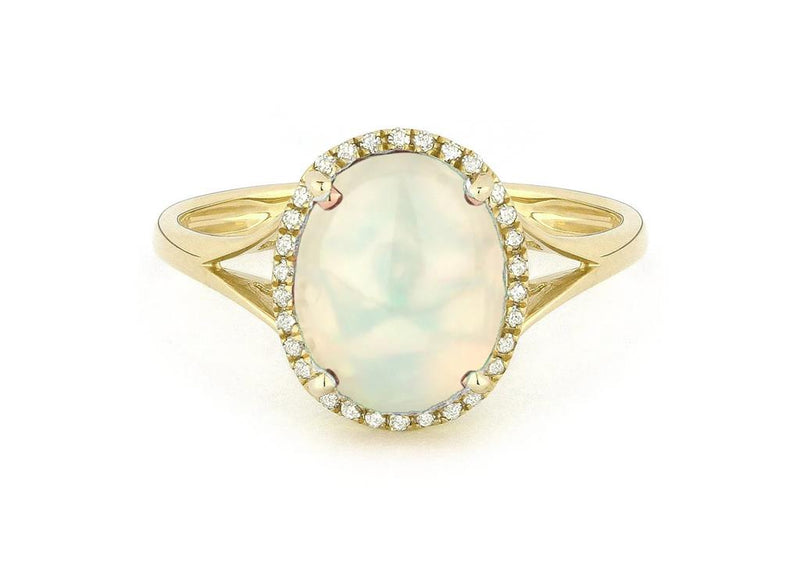 Madison L 14k Yellow Gold Laboratory-Created Ethiopian Opal and Diamond Halo Ring