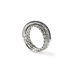 John Hardy Sterling Silver Essential Pavé Black Sapphire Crossover Ring