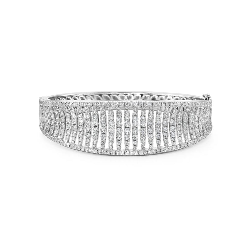 Charles Krypell 18k White Gold Birdcage Collection Multi-Row Diamond Bangle Bracelet