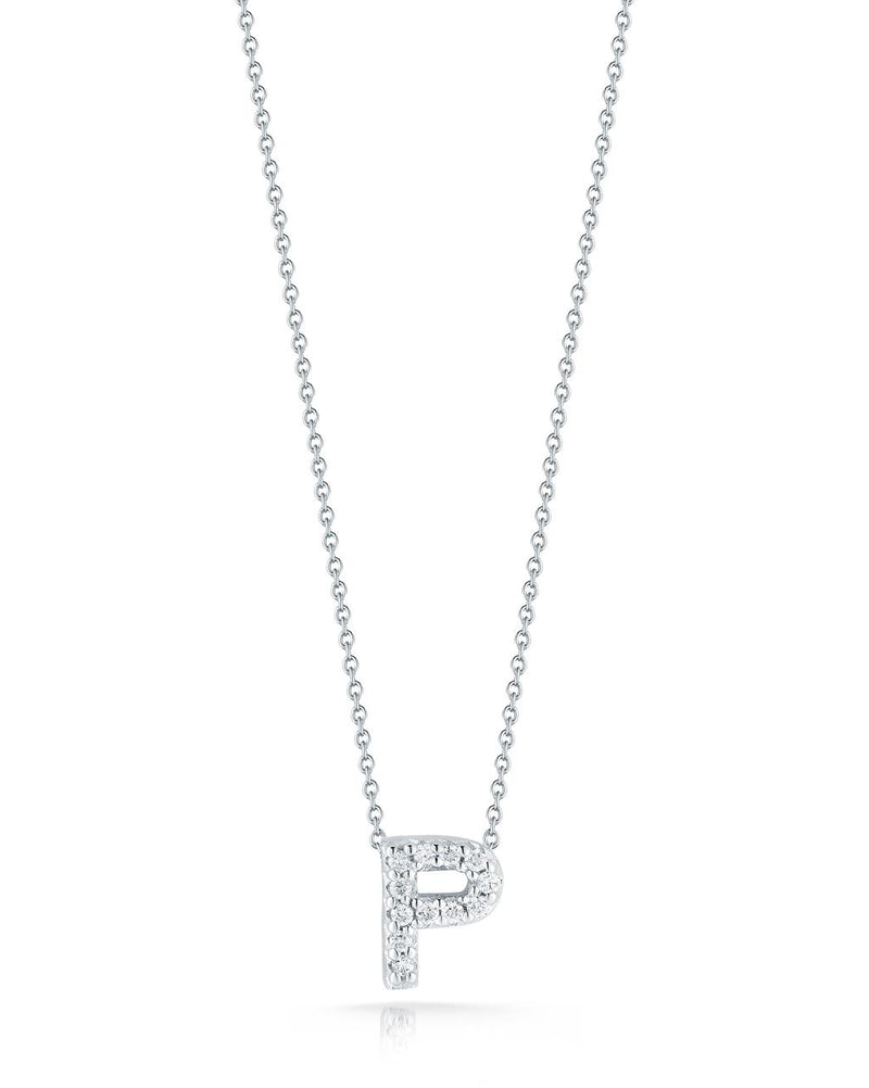 Roberto Coin 18k White Gold Tiny Treasures Collection Love Letter 'P' Initial Diamond Pendant