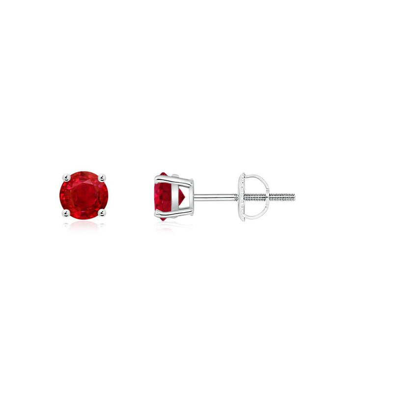 Davis Classics 14k White Gold Ruby Birthstone Stud Earrings