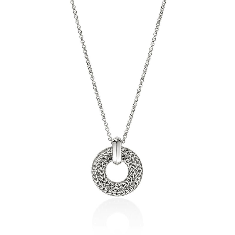 John Hardy Sterling Silver Icon Diamond Circle Pendant Necklace