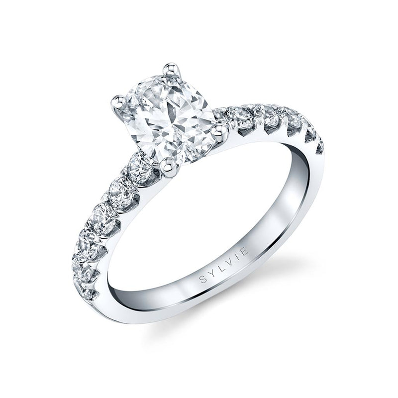 Sylvie 14k White Gold Classic Style Engagement Ring Setting