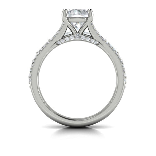 Vlora 14k White Gold Classic Collection Cathedral Triple Row Round Diamond Engagement Ring Setting