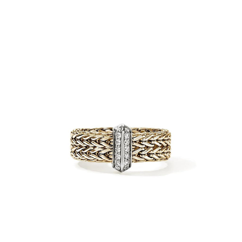 John Hardy 14k Yellow Gold Icon Link Bar Diamond Ring