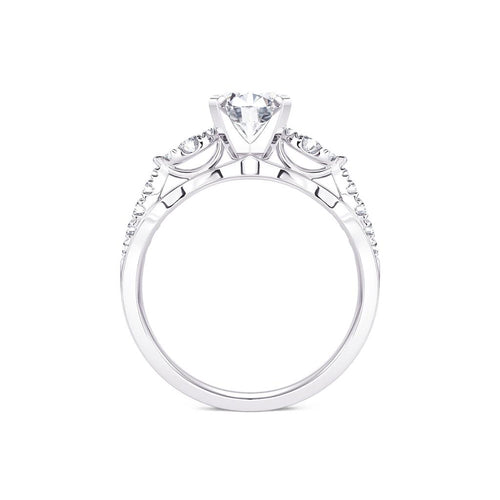 Davis Classics 14k White Gold Three-Stone Inspired Semi-Mount
