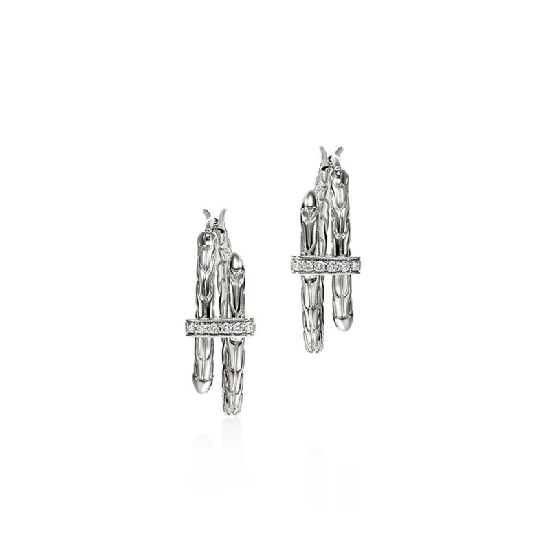 John Hardy Sterling Silver Diamond Spear Hoop Earrings
