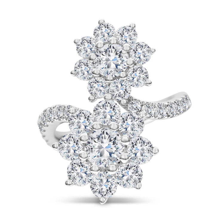Davis Luxe 18k White Gold Floral Diamond Bypass Ring