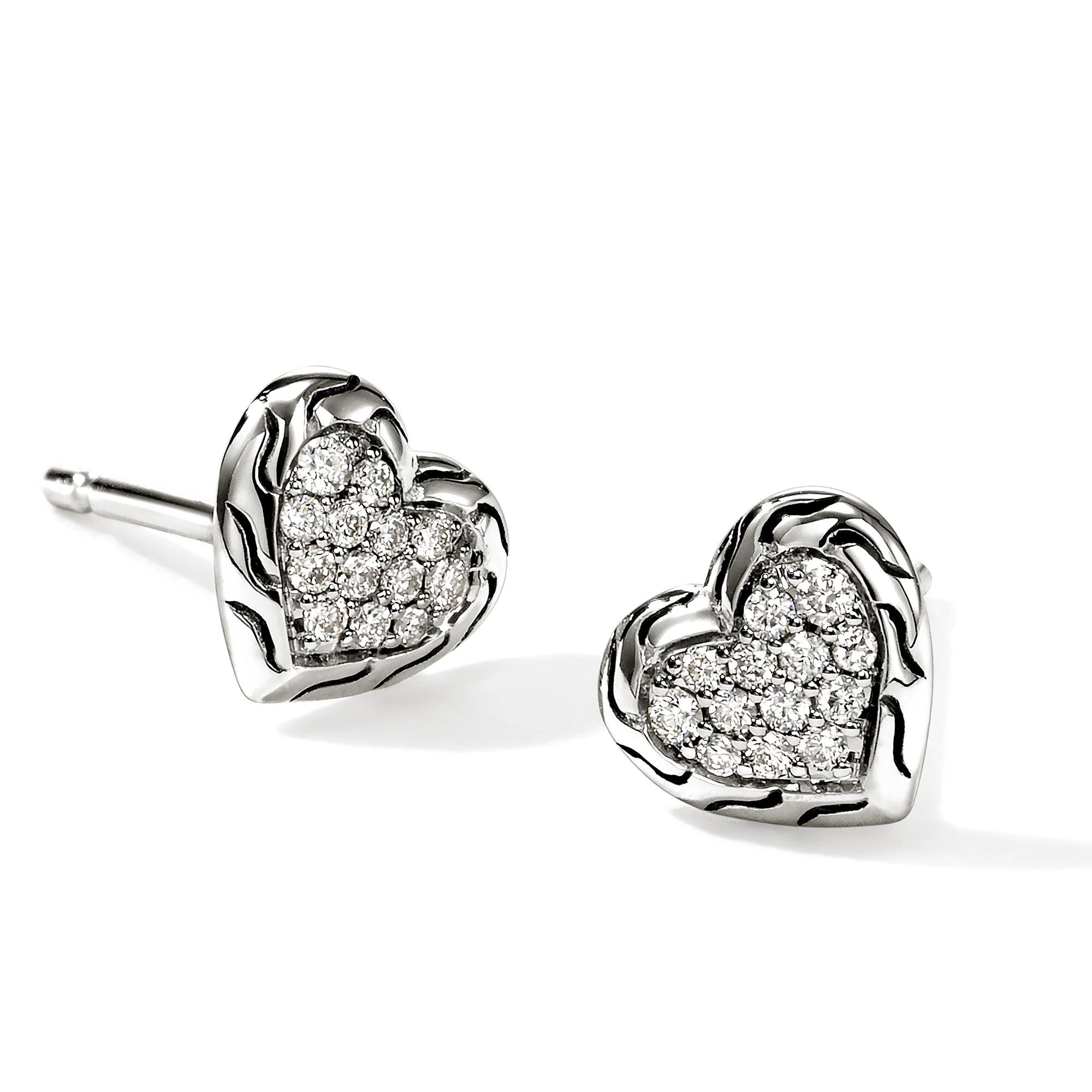 John Hardy Essential Heart Stud Earrings with Diamonds