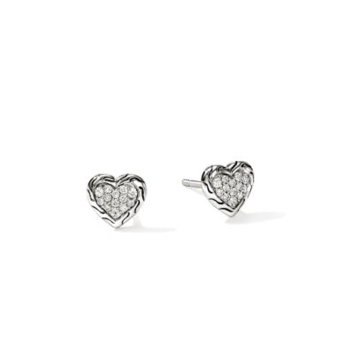 John Hardy Essential Heart Stud Earrings with Diamonds