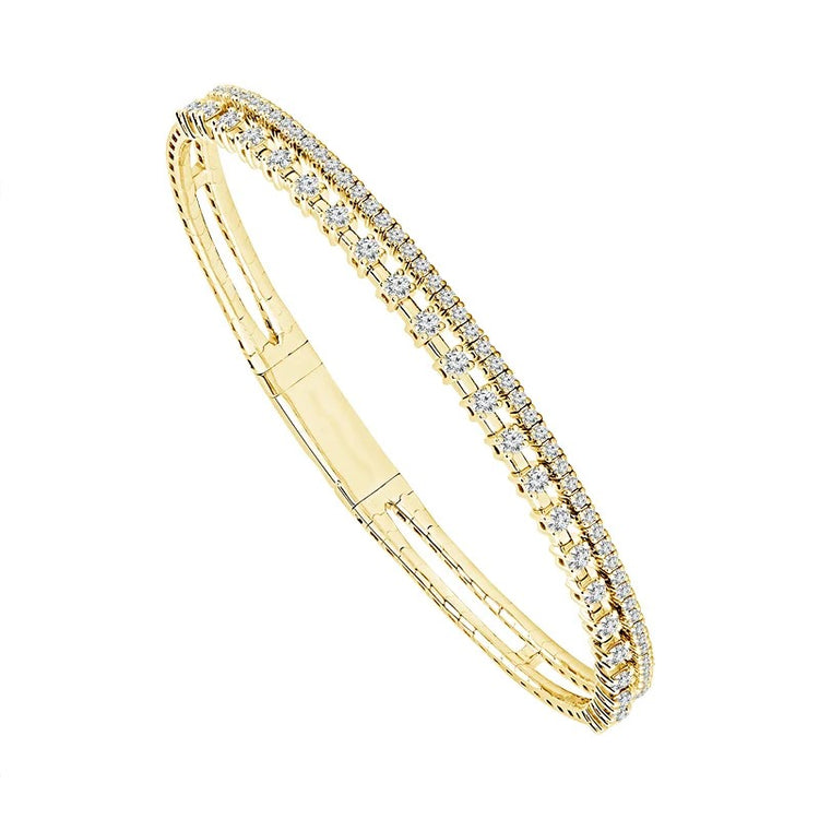 Davis Signature 14k Yellow Gold Flexie Collection Diamond Bangle Bracelet