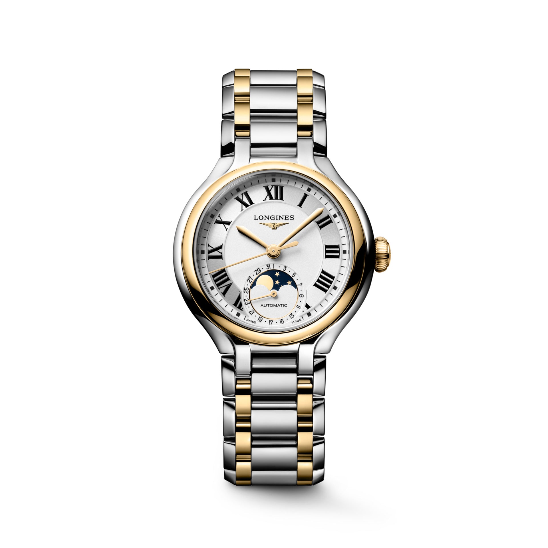 : Longines PrimaLuna Moonphase 34 mm Two-Tone Automatic Women’s Watch