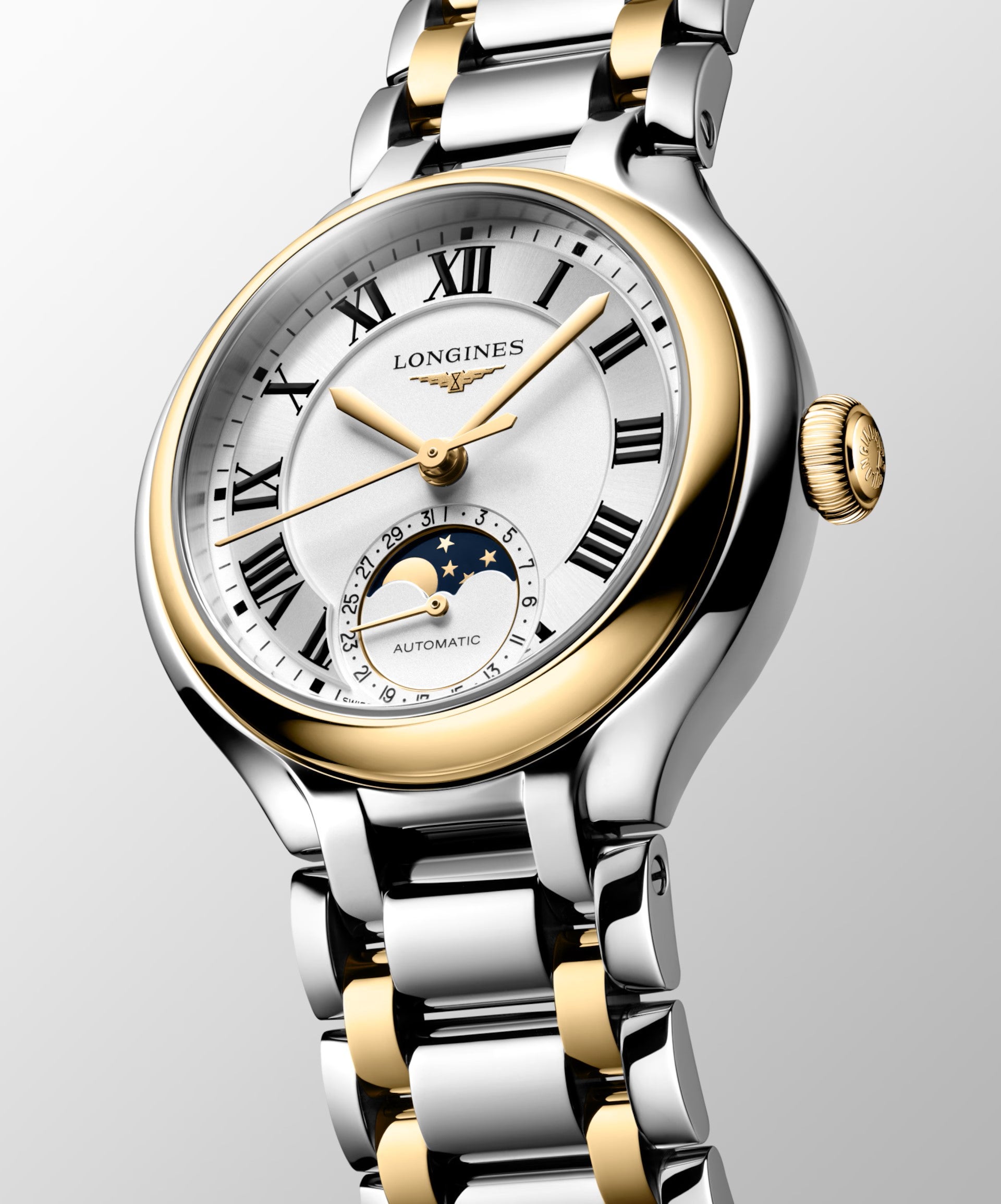 : Longines PrimaLuna Moonphase 34 mm Two-Tone Automatic Women’s Watch