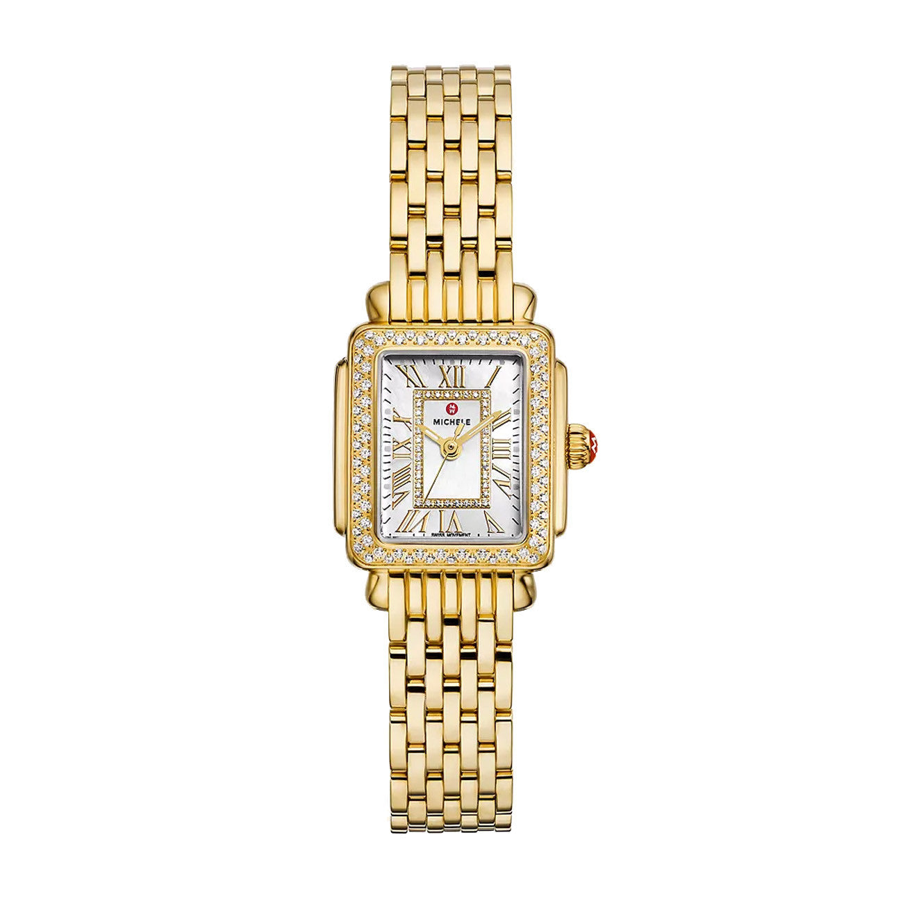 Michele Deco Madison Mini Diamond 18K Gold-Plated Watch