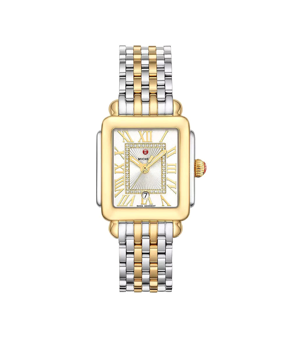 Michele Deco Madison Mid Two-Tone 18K Gold-Plated Diamond Dial Watch