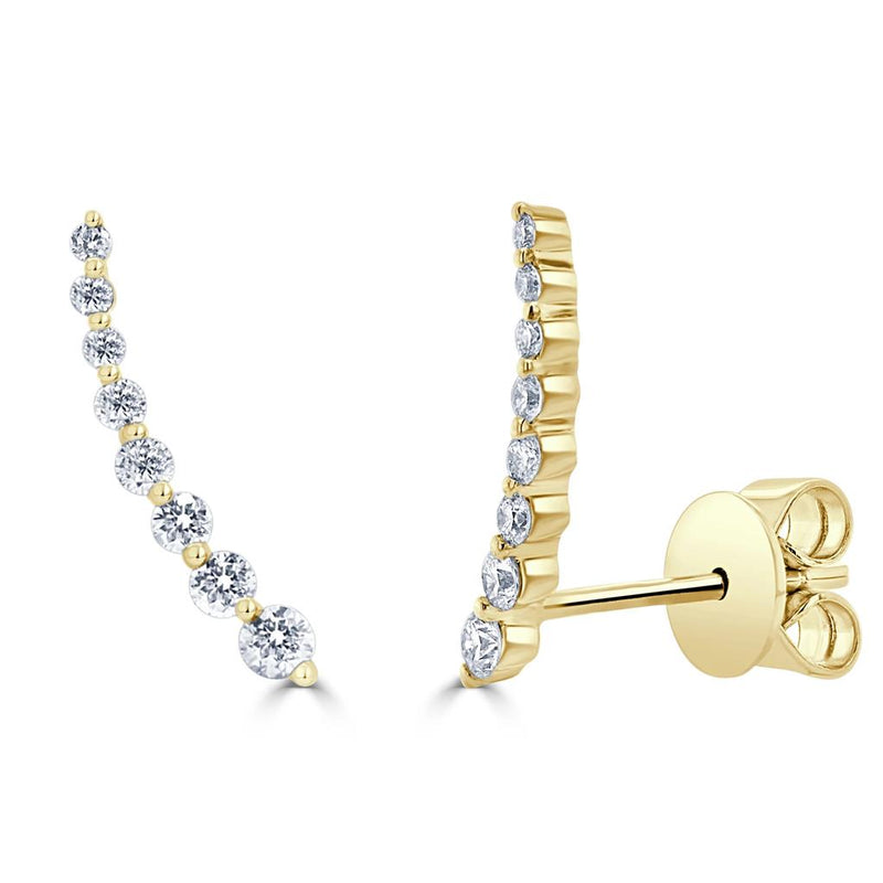 Davis Classics 14k Yellow Gold Diamond Ear Climbers