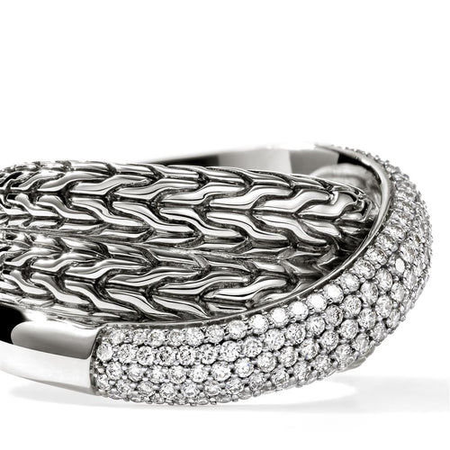 John Hardy Sterling Silver Essential Pavé Diamond Crossover Ring