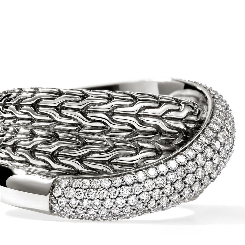 John Hardy Sterling Silver Essential Pavé Diamond Crossover Ring