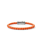 John Hardy Sterling Silver Woven Orange Leather and Enamel Bracelet