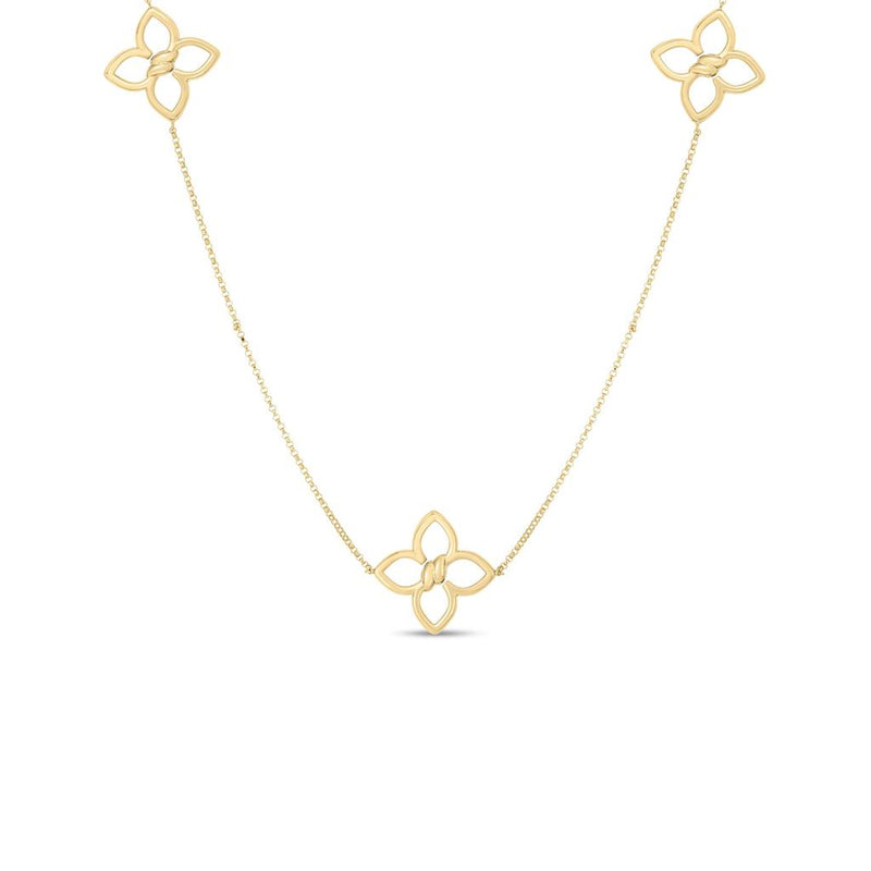 Roberto Coin 18k Yellow Gold Cialoma Collection Open Floral Diamond Station Necklace