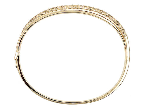 Davis Classics 14k Yellow Gold Crossover Design Diamond Bangle Bracelet