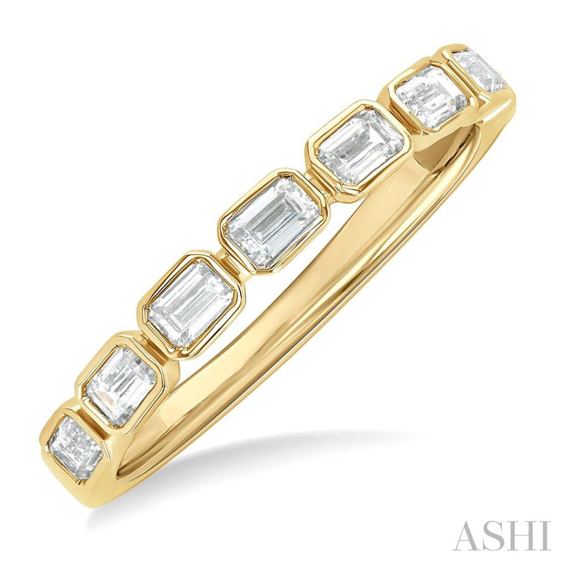Davis Classics 14k Yellow Gold Stackable Station Style Emerald-Cut Diamond Band