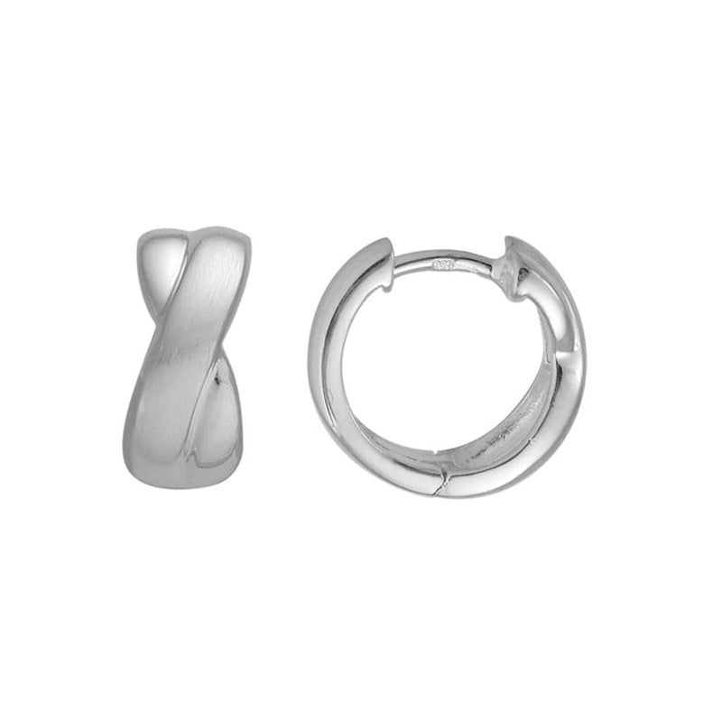 Davis Classics Sterling Silver Handcrafted Crossover Hoop Earrings