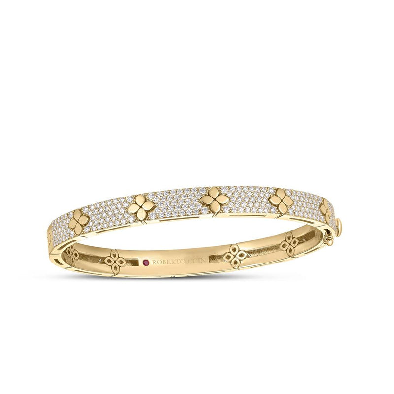 Roberto Coin 18k Yellow Gold Love in Verona Collection Diamond Floral Bangle Bracelet