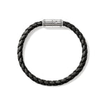 John Hardy Sterling Silver Woven Black Leather Bracelet