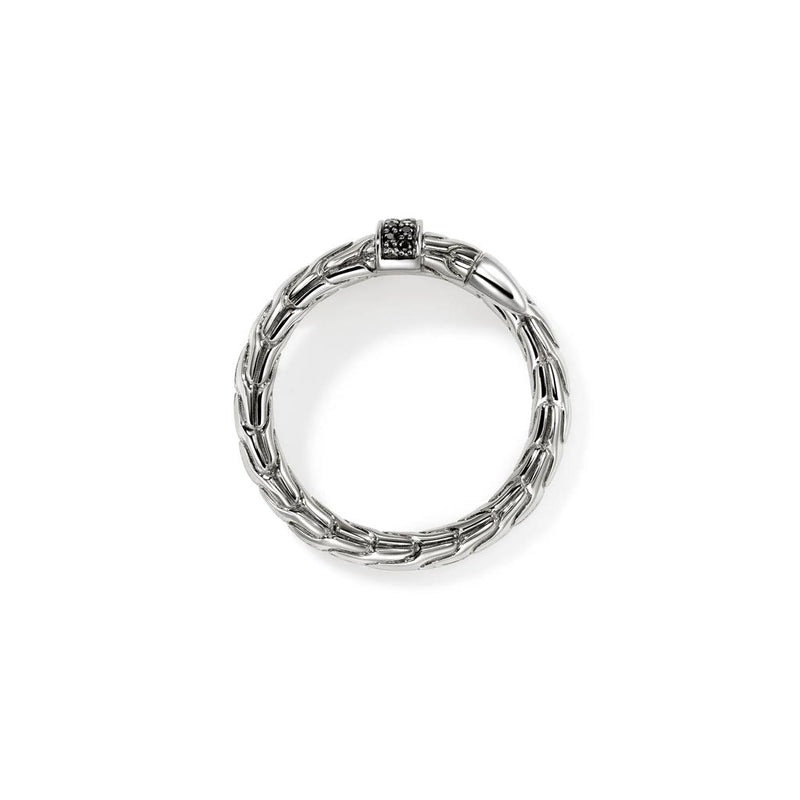 John Hardy Sterling Silver Spear Black Sapphire Ring