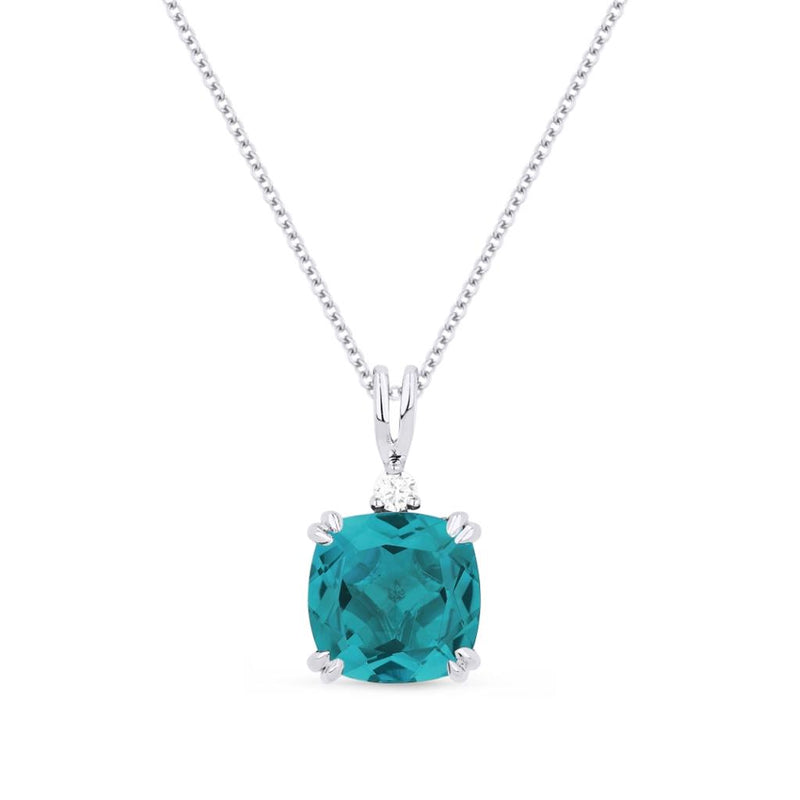 Madison L 14k White Gold Laboratory-Created Paraiba Tourmaline Drop Pendant Necklace