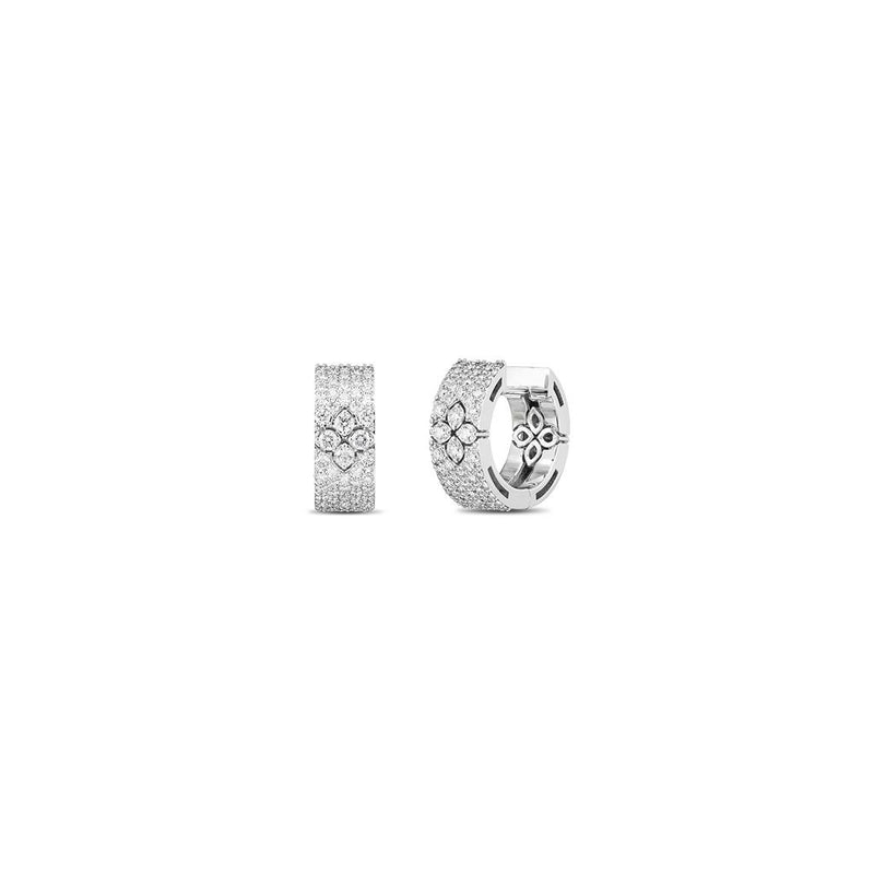 Roberto Coin 18k White Gold Love in Verona Collection Diamond Huggie Hoop Earrings