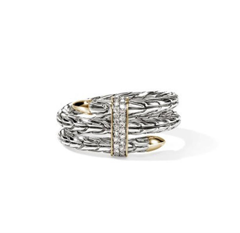John Hardy Spear Collection Bypass Diamond Fashion Ring in Sterling Silver & 14k Yellow Gold