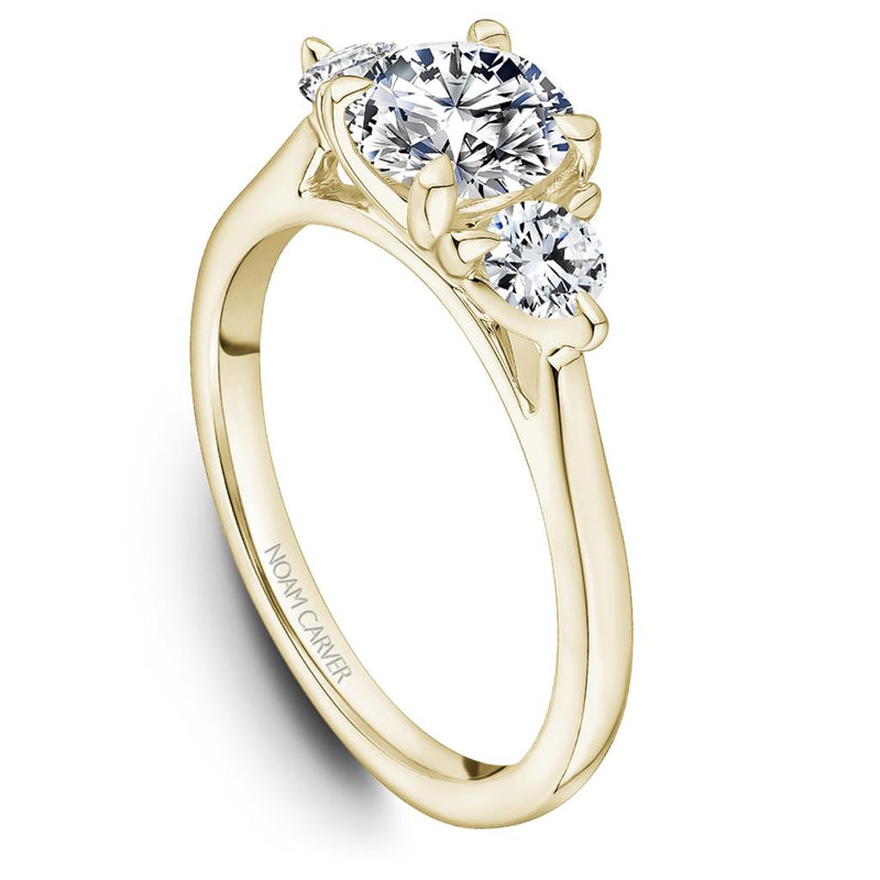 Noam Carver 14k Yellow Gold Three Stone Style Engagement Ring Setting