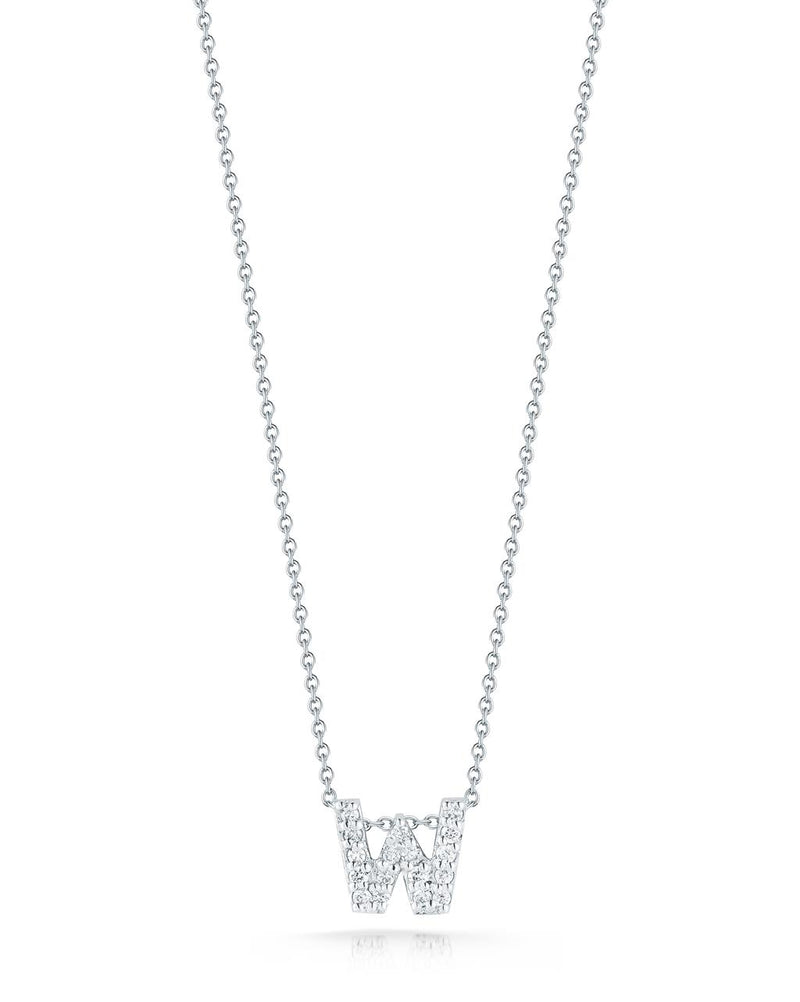 Roberto Coin 18k White Gold Tiny Treasures Collection Love Letter 'W' Initial Diamond Pendant