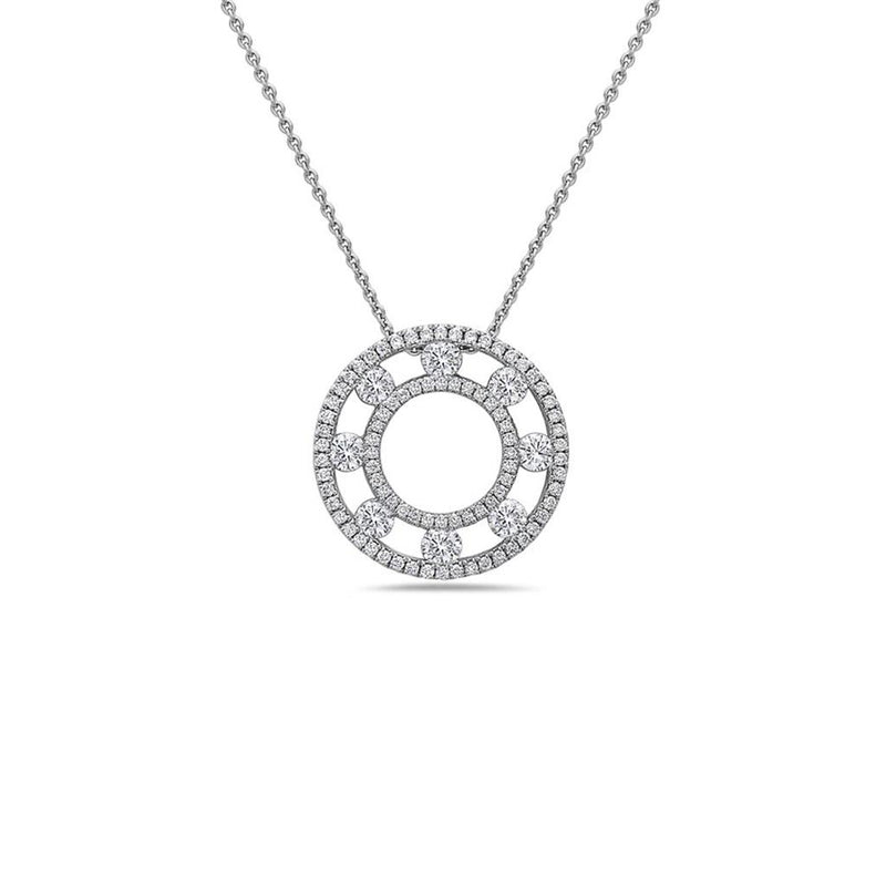 Charles Krypell 18k White Gold Circle of Love Floating Diamond Pendant Necklace