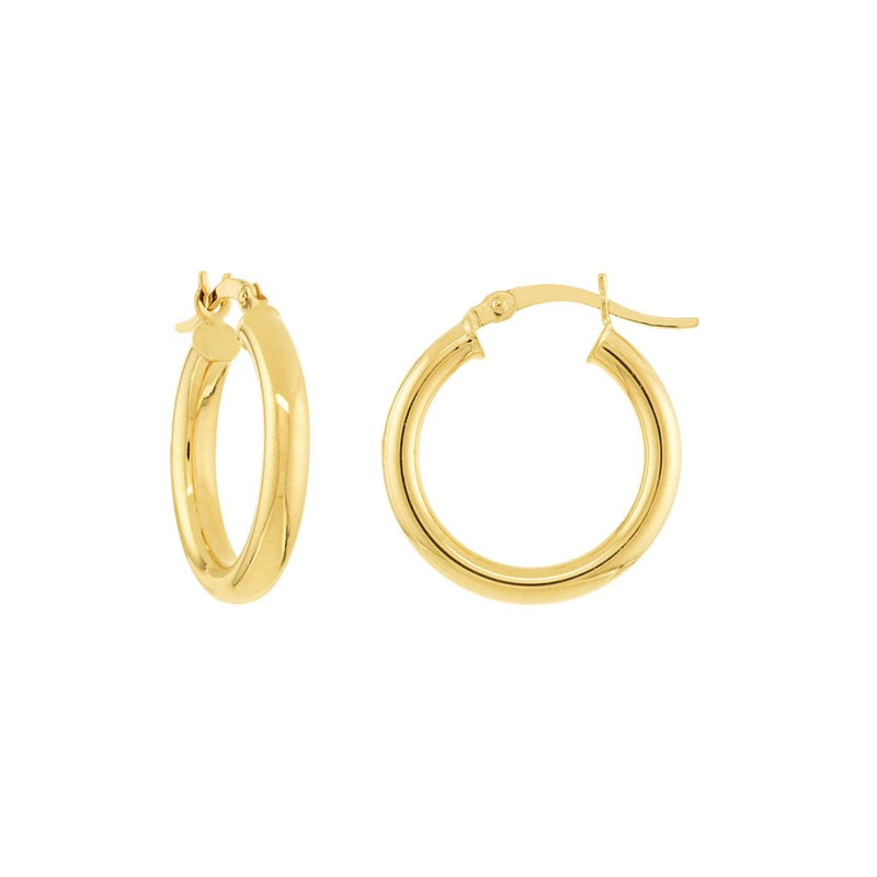Davis Classics 14k Yellow Gold 3x20mm Rounded Tube Hoop Earrings