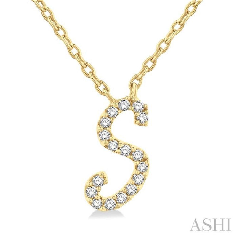 Davis Classics 14k Yellow Gold Diamond Initial 'S' Pendant Necklace