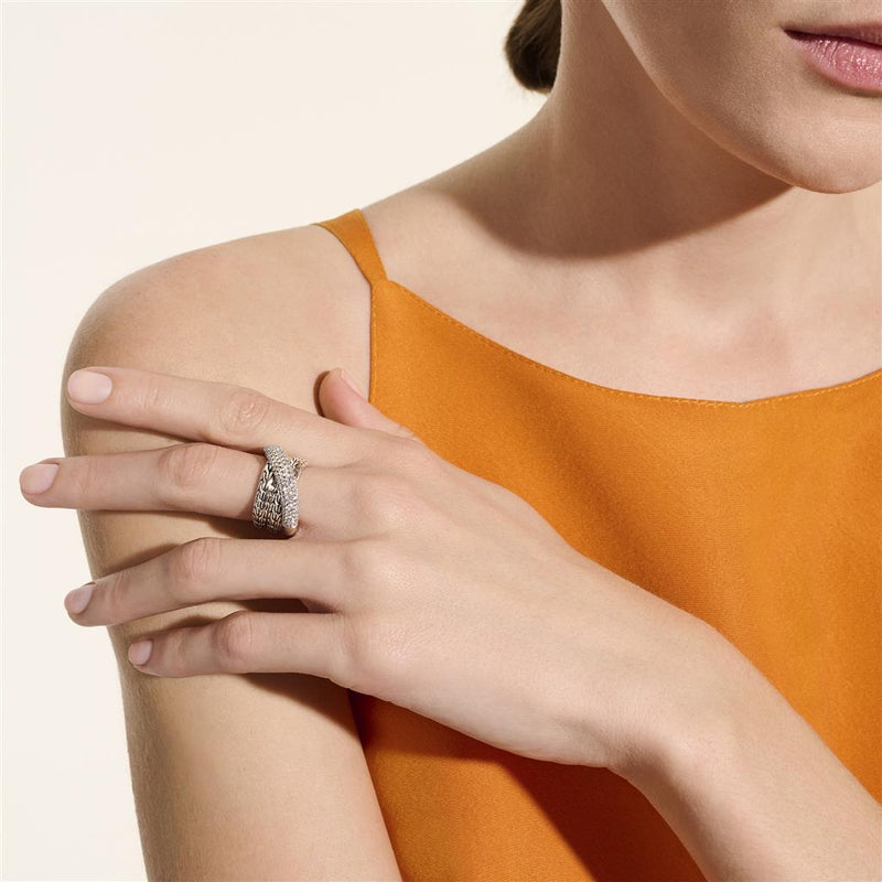John Hardy Sterling Silver Essential Pavé Diamond Crossover Ring