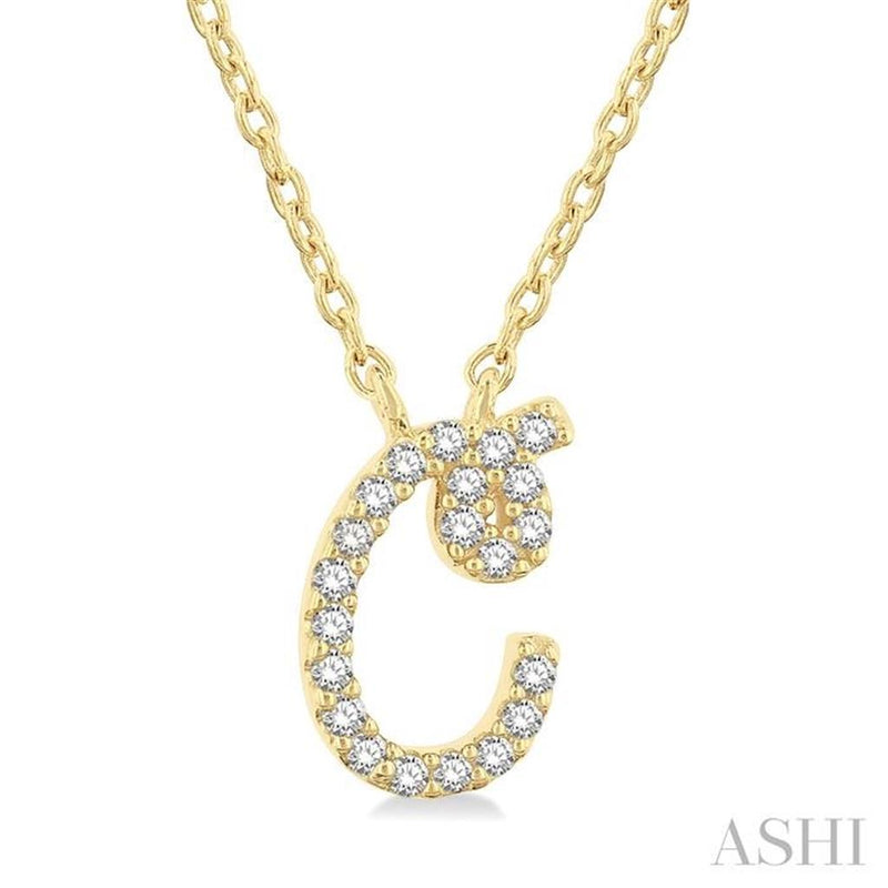 Davis Classics 14k Yellow Gold Diamond Initial 'C' Pendant Necklace